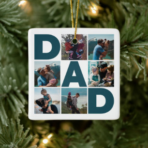 Blauw en wit 6 Foto Collage Pap Keramisch Ornament