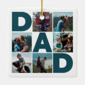 Blauw en wit 6 Foto Collage Pap Keramisch Ornament (Achterkant)