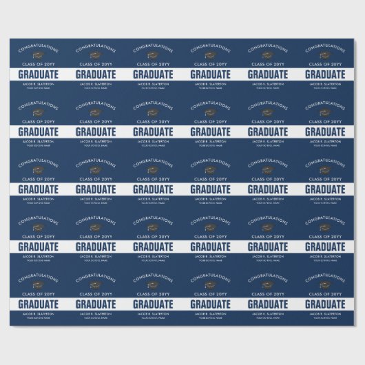 Blauw en wit, aangepast Afstuderen ompakken papier (Vlak)