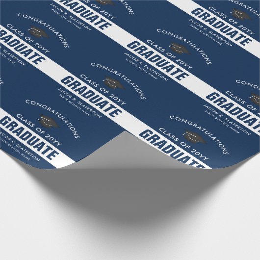 Blauw en wit, aangepast Afstuderen ompakken papier (Hoek)
