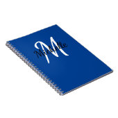 Blauw en wit aangepast monogram Cute Notitieboek (Rechterzijde)