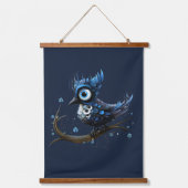 Blauw en Wit Abstract Blauw Jay Paar Hangend Wandkleed (Voorkant 2)