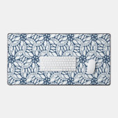 Blauw en wit Abstract bloemnaadloze Bohemian Bureaumat (Keyboard & Muis)