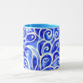 Blauw en wit Abstract Curly-ontwerppatroon Mok (Midden)