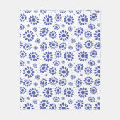 Blauw en Wit Abstract Daisy Flower Pattern Fleece Deken (Voorkant)