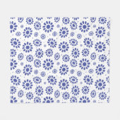 Blauw en Wit Abstract Daisy Flower Pattern Fleece Deken (Voorkant (Horizontaal))