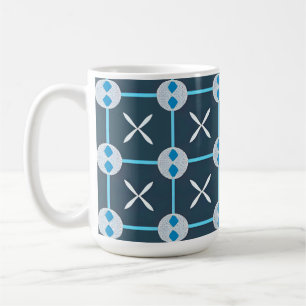 Blauw en wit abstract geometrisch patroon koffiemok