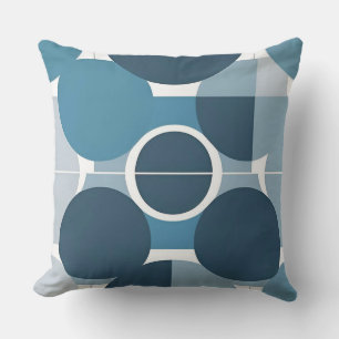 Blauw en wit abstract geometrisch patroon kussen