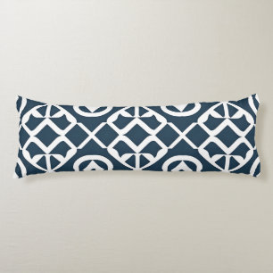 Blauw en wit abstract geometrisch patroon lichaamskussen