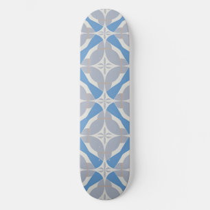 Blauw en wit abstract geometrisch patroon skateboard
