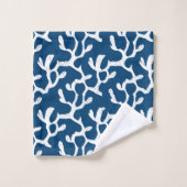 Blauw en wit Abstract koraal, herstellend patroon Bad Handdoek (Wasdoekje)