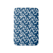 Blauw en wit Abstract koraal, herstellend patroon Badmat (Voorkant Verticaal)