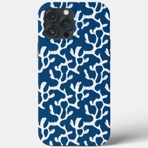 Blauw en wit Abstract koraal, herstellend patroon iPhone 13 Pro Max Hoesje