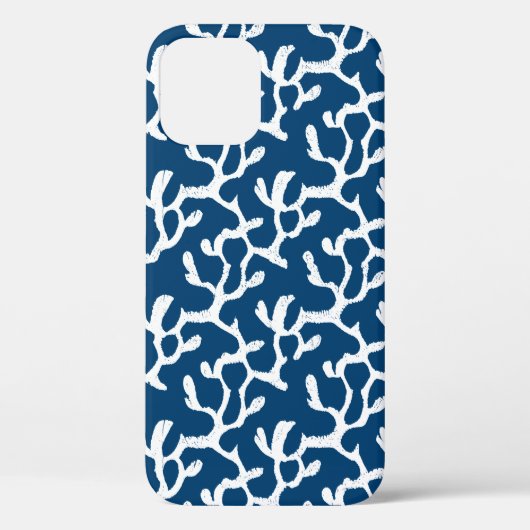 Blauw en wit Abstract koraal, herstellend patroon Case-Mate iPhone Case (Achterkant)