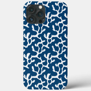 Blauw en wit Abstract koraal, herstellend patroon iPhone 13 Pro Max Hoesje