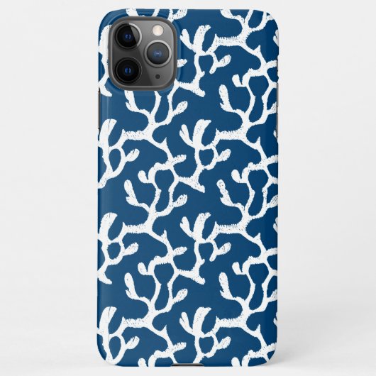 Blauw en wit Abstract koraal, herstellend patroon iPhone Hoesje (Achterkant)