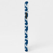 Blauw en wit Abstract koraal, herstellend patroon iPhone Hoesje (Rechterkant)