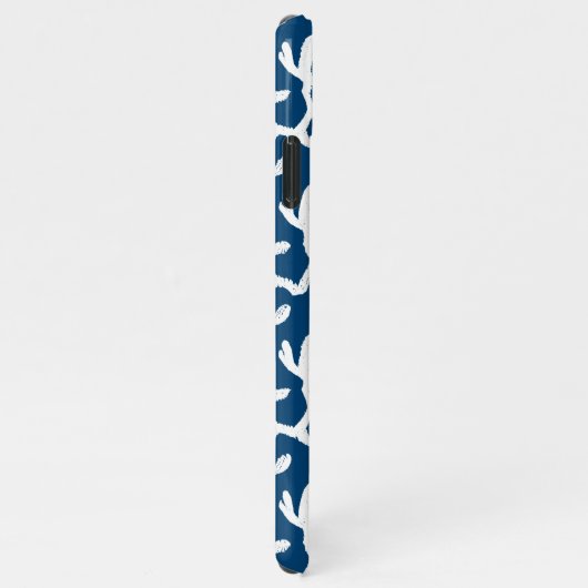 Blauw en wit Abstract koraal, herstellend patroon iPhone Hoesje (Rechterkant)