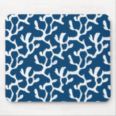 Blauw en wit Abstract koraal, herstellend patroon Muismat (Voorkant)