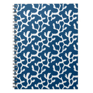Blauw en wit Abstract koraal, herstellend patroon Notitieboek