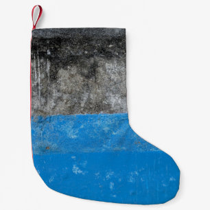 Blauw en wit abstract schilderij kleine kerstsok