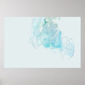Blauw en wit abstract schilderij poster (Voorkant)