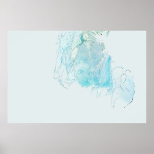 Blauw en wit abstract schilderij poster