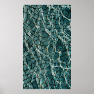 Blauw en wit abstract schilderij poster