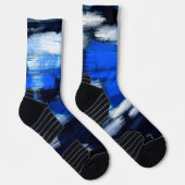Blauw en wit abstract sokken (Rechts)