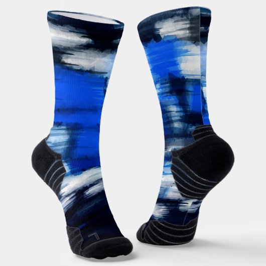 Blauw en wit abstract sokken (Gebogen)