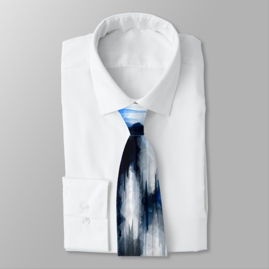Blauw en wit Abstract Stropdas (Gebonden)