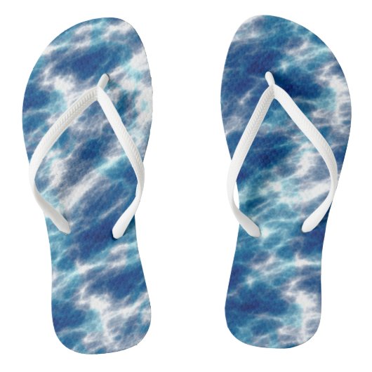 Blauw en wit Abstract Teenslippers (Voetbed)