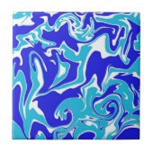 Blauw en wit Abstract vizier - marmerpatroon Tegeltje (Voorkant)