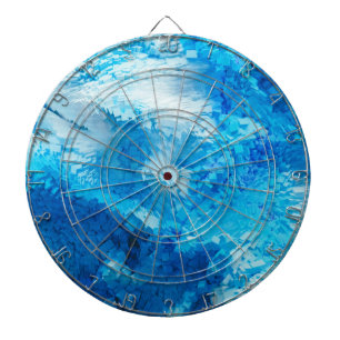 Blauw en wit, Abstracte kunst Dartbord