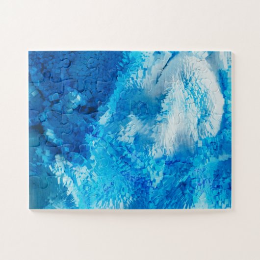 Blauw en wit, Abstracte kunst Legpuzzel (Horizontaal)