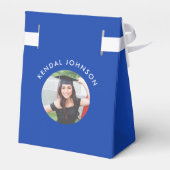 Blauw en wit Afstuderen Foto Bedankdoosjes (Achterkant)