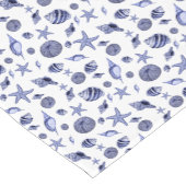 Blauw en wit allover schelpen patroon korte tafelloper (Hoek)