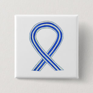 Blauw en wit ALS lint bewustzijn aangepaste speld Vierkante Button 5,1 Cm