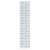 Blauw en wit aquarel Marokkaans tegelpatroon Korte Tafelloper (Voorkant)