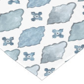 Blauw en wit aquarel Marokkaans tegelpatroon Korte Tafelloper (Hoek)