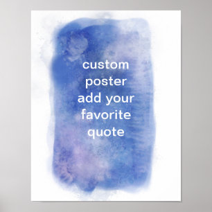 blauw en wit aquarelontwerp voeg tekst toe op maat poster
