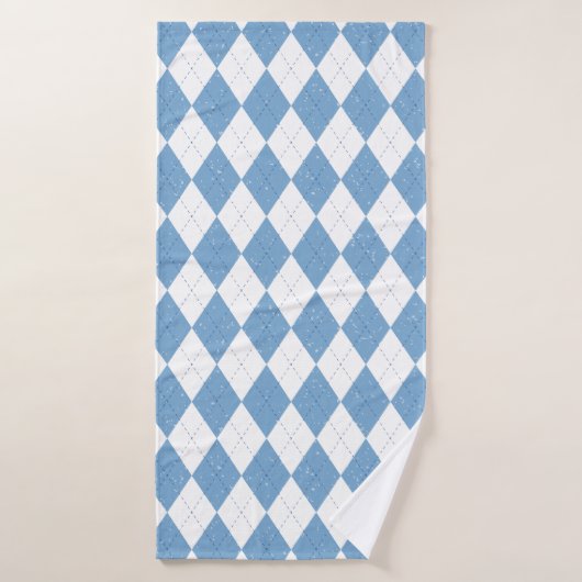 Blauw en wit argyle diamant geometrisch patroon badhanddoek (Badhanddoek)