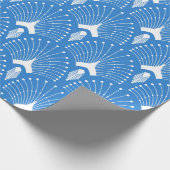 Blauw en wit art-decopatroon cadeaupapier (Hoek)