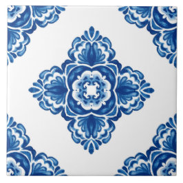 Blauw en wit azulejo decoratief tegeltje