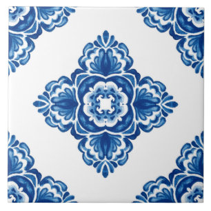 Blauw en wit azulejo decoratief tegeltje