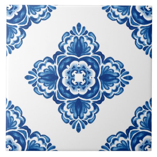 Blauw en wit azulejo decoratief tegeltje (Voorkant)