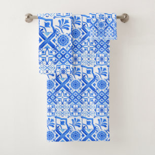 Blauw en wit Azulejo Spaans Azul Pattern Bad Handdoek