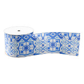 Blauw en wit Azulejo Spaans Azul Pattern Grosgrain Lint (Spoel)