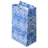 Blauw en wit Azulejo Spaans Azul Pattern Klein Cadeauzakje (Voorkant Gekanteld)