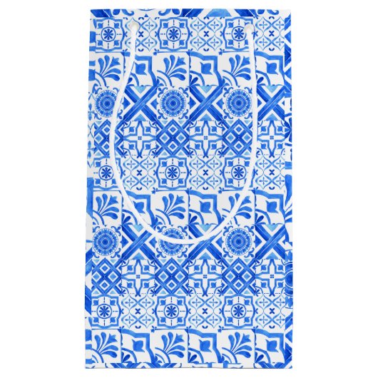 Blauw en wit Azulejo Spaans Azul Pattern Klein Cadeauzakje (Voorkant)